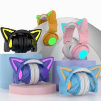 New Arrival RGB Cat Ear Wireless Headsets with Mic 7.1 Stereo Music Bluetooth 5.0 Headset Support Control Light Color Best gift