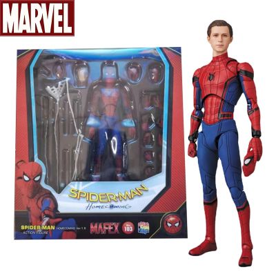 ZZOOI Mafex 103 Spider Man Action Figure Toys Spiderman Homecoming Deluxe Edition Multi-accessories Model Statue Doll Collectible Gift