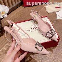 [EUR SIZE] 2023 New Valentino Pointed V-Button Womens Slim Fit High Heel Sandals