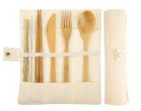 ชุดทานอาหารไม้ไผ่ Cutlery Bamboo Set ช้อนส้อม ตะเกียบ มีดหั่นและหลอดไม้ไผ่ พร้อมแปรงล้าง