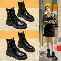 Womens Fashion Lace-up Dr. Martens Boots British Style Side Zipper Womens Motorcycle High-Top Boots