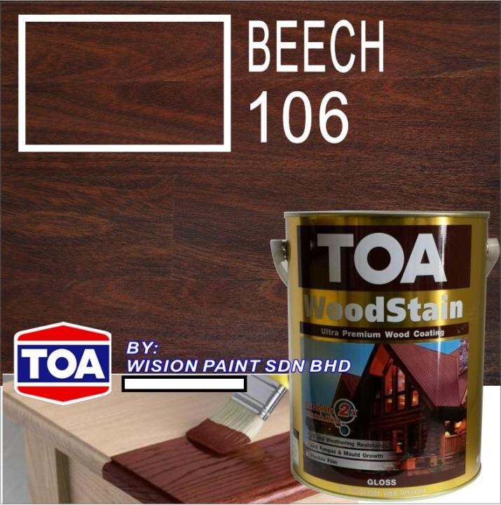 5L BEECH 106 GLOSS TOA WOODSTAIN ULTRA PREMIUM WOOD COATING VARNISH UV