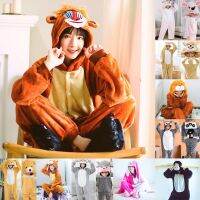 【NEW Popular】✉ชุดนอนคอสเพลย์ Kigurumi สำหรับผู้ใหญ่ทั้งสัตว์ผ้ากำมะหยี่และหญิงเซ็ตชุดนอนการ์ตูนลิงบาบูน