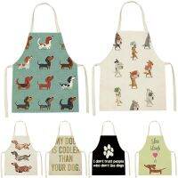 Cartoon Dog Paw  Patrolling Cotton Dachshund  Dog Painted Bulldog Dachshund Kitchen Apron Housewife  Aprons Cooking Household