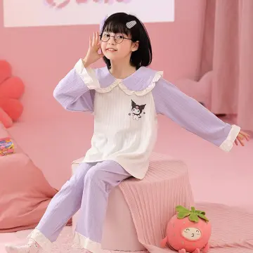 Sanrio Hello Kitty Girls Pajamas Cinnamoroll Cotton Nightwear Sleepwear  Anime Cute Long Sleeve Spring Autumn Children's Homewear 