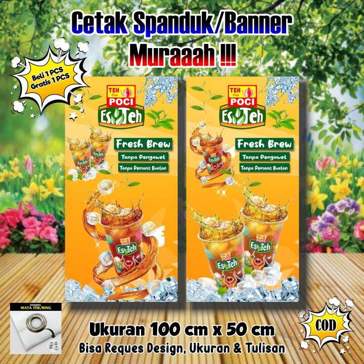 Spanduk Banner Es Teh Poci Ukuran 100 Cm X 50 Cm Lazada Indonesia 3528