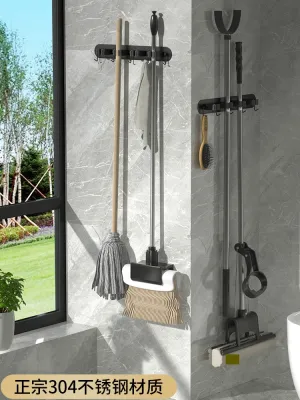 [COD] Mop hook free punching bathroom storage artifact sticky broom hanger strong viscose wall hanging mop clip