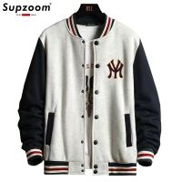 Supzoom New Arrival Letter Rib Sleeve Cotton Fashion Logo Single Breasted Casual Bomber Baseball Jacket Loose Cardigan Coat