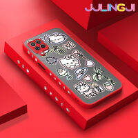 Jlingji เคสปลอกสำหรับ Samsung กาแลคซี A22 4G A22 5G เคสแฟชั่น M22แมวบางน่ารักมีน้ำค้างแข็งโปร่งใสแข็งขอบสี่เหลี่ยมกันกระแทกลายปลอกซิลิโคนเคสนิ่มป้องกันคลุมทั้งหมด