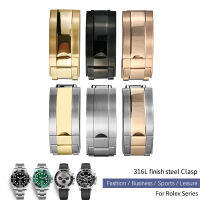 16*9มม. 316L สแตนเลส Deployment Buckle Fit สำหรับ Rolex Daytona Yatch Master Submariner นาฬิกา20มม. ยางสีดำ Rose Clasp