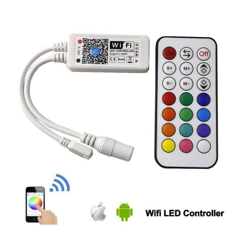 ตัวควบคุมไวไฟแอลซีดีบลูทูธ-rgbw-rgbww-ตัวควบคุม-wifi-led-rgb-12v-24v-dc5v-สำหรับ-ws2812b-5050-2835-ws2811แถบไฟ-led-บ้านเวทมนตร์