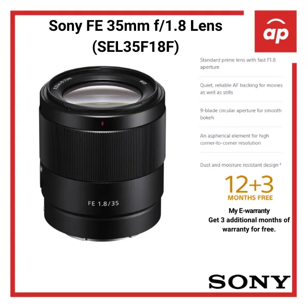 Sony FE 35mm F1.8 Lens (SEL35F18F) - [Local 12 + 3 months Warranty