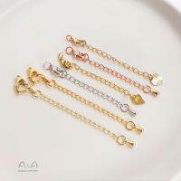 ✐สีดำ14K สีถนอมโซ่ท้ายสร้อยคอ Gelang Rose Gold ทอง18 K สีขาวทองวัสดุเครื่องประดับเครื่องประดับ Diy แบบทำมือ