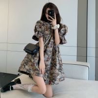 COD SDFGERTYTRRT Summer new retro bear bubble sleeve dress minority design first love temperament sweet tea break skirt