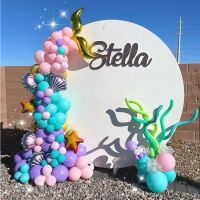 hotx【DT】 Little Tail Seashell Arch Garland Pink Balloons Kids Birthday Wedding Decorations