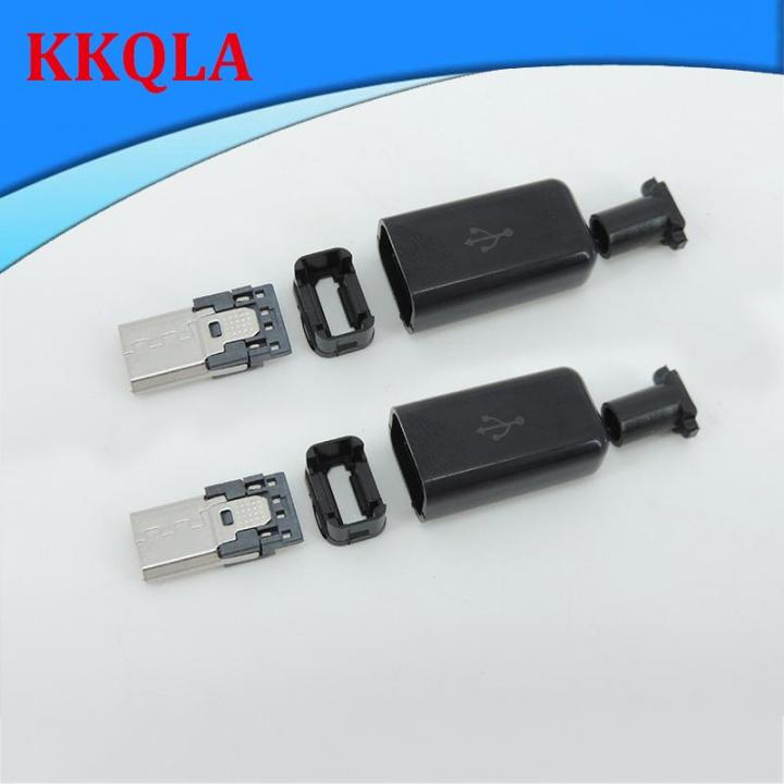 qkkqla-micro-usb-5pin-welding-type-male-plug-connectors-charger-5p-usb-tail-charging-socket-4-in-1-white-black