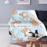 （Customizable blankets）（in stock）Corgi Dog More Love blanket Warm blanket, cute dog blanket （customized）07 blanket blue