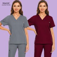 Wholesale Nursing Uniforms Simple Leisure Medicalschool Clothes Women nursings Uniform Lab Blouse Hospital Scrub tops Short sleeve