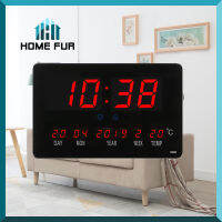 Home Fur นาฬิกา LED แขวนผนัง ขนาด 26X16X3CM รุ่น 2616 นาฬิกาดิจิตอล ไฟสีแดง – ตัวเรือนสีดำ ขอบเงิน มีปลุก