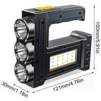 ไฟฉายมัลติฟังก์ชั่นประสิทธิภาพสูงโคมไฟมือพกพา30W,ไฟฉายไฟ LED อัตโนมัติโหมด3โหมดพร้อมไฟส่องสว่างด้านข้างไฟชาร์จusb ไฟทำงาน