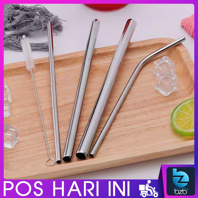 5 Pcs Reusable Boba Straws & Smoothie Straws - Colors & Angled Tips,  Stainless Steel Straws, Metal Straws for Bubble Tea, Milkshakes, Jumbo  Drinks, 2 Cleanning Brushes & 1 Case