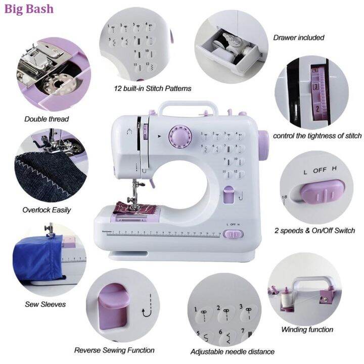 Portable Sewing Machine Mini Electric Household 12 Stitches Sewing ...