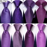 Solid Purple Paisley 2022 New Fashion Brand Ties for Men Wedding Party Necktie Set Handky Cufflinks Gift Wholesale Hi Tie Design