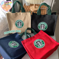 ?กระเป๋าสตาร์บัค กระเป๋าถือสตาร์บัค มีสายสะพาย ขนาด 30x26cm ฐานกว้าง 13cm ผ้าแคนวาส กระเป๋าผ้าสตาร์บัค starbucks พร้อมส่งในไทย