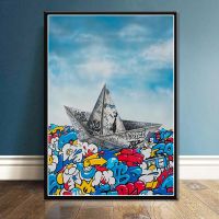 Street Graffiti Art Origami Boat Posters Paper Sailing Graffi Art Canvas Painting Kids Room Decorative Painting Prints Wall Art