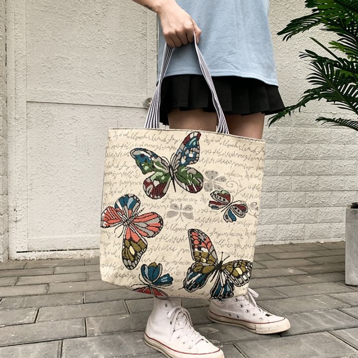 summer-womens-canvas-cartoon-graffiti-printing-handbag-large-capacity-shoulder-beach-bag-fashion-folding-ladies-casual-tote-bag