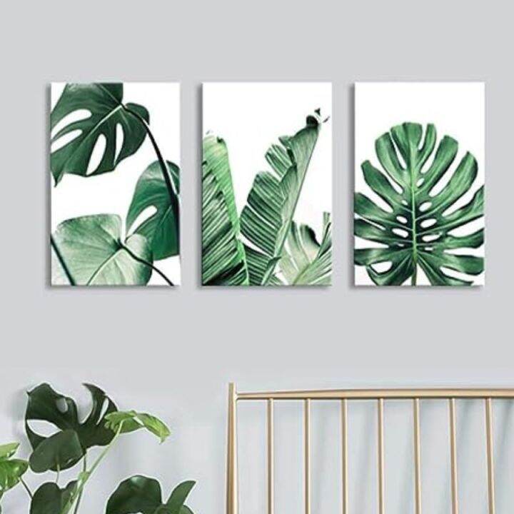 Decors and Beyond Set of 3 Minimalist Monstera Leaves Hanging Wood Wall ...