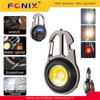 FONIX ไฟไฟสัญญาณแสง LED ขนาดเล็กพวงกุญแจไฟฉายกระเป๋าแบบพกพา USB ชาร์จได้พร้อมประแจไขจุกไขควงไฟส่องที่หน้าต่าง