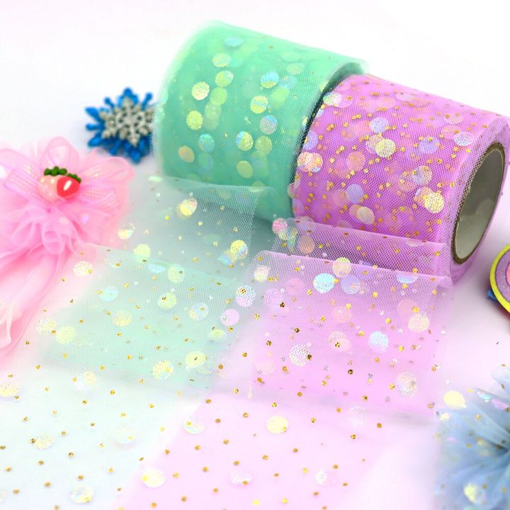 6cm-25yards-dotted-tulle-ribbon-rolls-golden-iridescent-sequin-printed-organza-net-fabric-film-for-diy-handmade-hairbows-flowers-gift-wrapping-bags