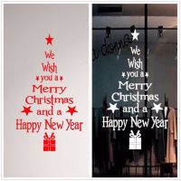 1pc New Merry Christmas Window Wall Sticker Decals Waterproof Blessing Christmas Tree Home Decoration Sticker 2022 New Year