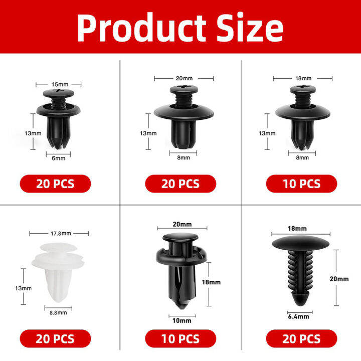 หมุดกิ๊บล็อค-หมุดพลาสติกรถยนต์-100ชิ้น-คลิปยึดรถชุด-กล่องหัวเข็มขัด-ประตูกดแผงกันชนสกรู-fastener-หมุดยึดกันชน-หมุดรถยนต์-หมุดพลาสติก-ไขควง