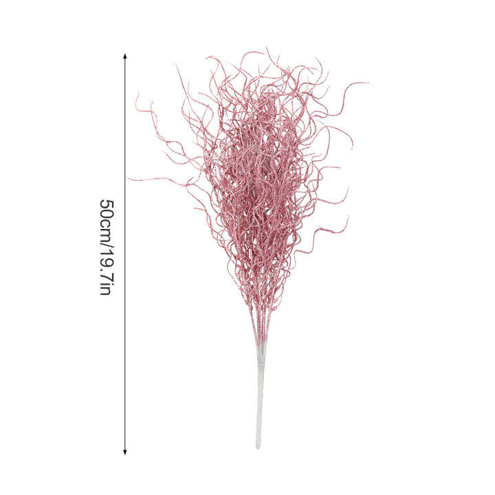สงสัย-1ชิ้น53ซม-12หัวต้นไม้ประดิษฐ์คริสต์มาสกิ่งไม้แห้งดอกไม้แวววาวการตกแต่งต้นคริสมาสต์ที่แข็งแรงทนทานประดิษฐ์กิ่งไม้