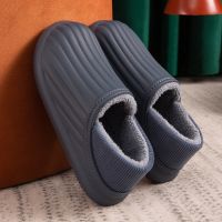 New Winter Slippers Warm Men Shoes Waterproof Women Couples Non-Slip Plush Cotton Indoor Outdoor Home Autumn Thick Heel Slides