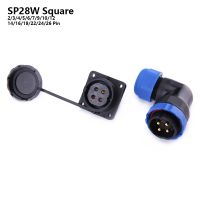 ♛◑﹍ SP28 IP68 Elbow Square Flange waterproof cable connector 2/3/4/5/6/7/9/10/12/14/16/19/22/24/26 Pin Electric Power plug socket