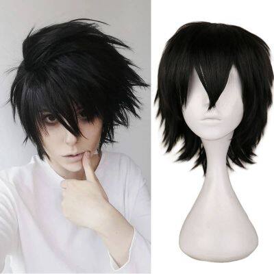 Anime Death Note L Cos Wig Mens L.Lawliet Heat Resistant Hair Pelucas Cosplay Costume Hair Wig + Wig Cap