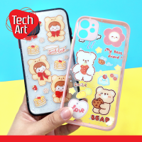 Iphone 11 เคสมือถือ TPU ขอบสี กันกล้อง กากเพชรกริตเตอร์ ลายการ์ตูน สุดน่ารัก สีสันสดใส