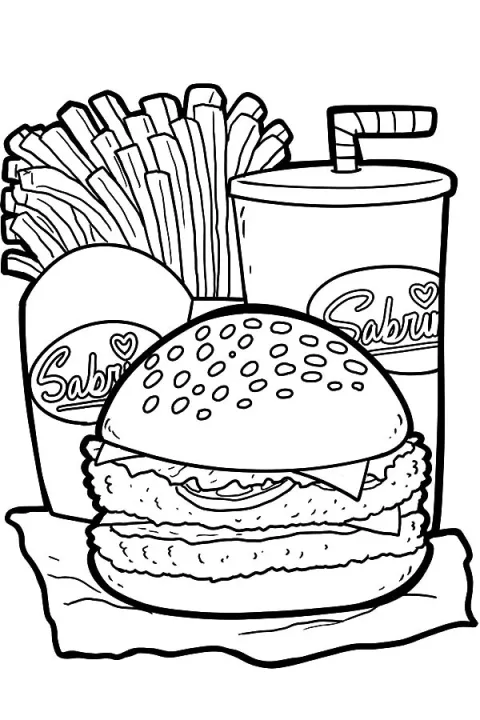 Bộ 10 tranh tô màu Chủ đề đồ ăn thức uống khổ giấy A4 