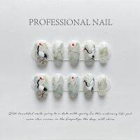 [HANDMADE]Grus japonensis Watercolor Painting Artificial Nail Phototpy Nails