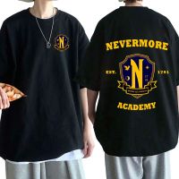 วันพุธ Addams T เสื้อ Nevermore Academy กราฟิกขนาดใหญ่เสื้อ T ชายเสื้อชุดลำลองย้อนยุคเสื้อยืด Harajuku ผ้าฝ้ายคู่รัก Tees