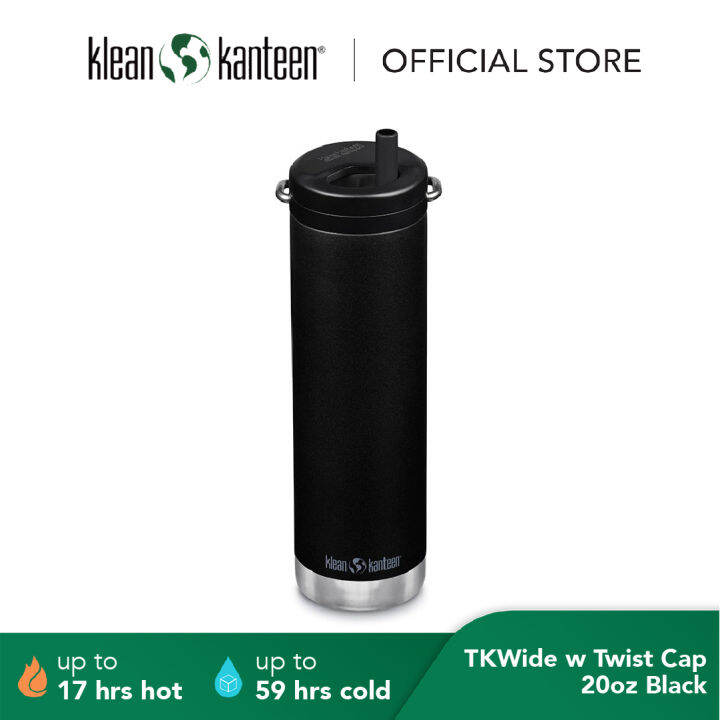 Klean Kanteen TKWide Insulated Stainless Steel Tumbler with Twist Cap, Wide Mouth 20oz Black