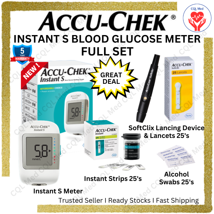 AccuChek Instant S Blood Glucose Meter + Instant Strip 25'S + Lancing Device + Lancets 25'S+
