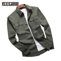 JEEP สปิริตเสื้อแจ็กเก็ตแขนยาวทรงหลวมสำหรับผู้ชาย,เสื้อแฟชั่นเกาหลีเสื้อสุดหล่อพองๆแนวเรโทรลำลองใหม่