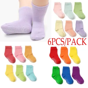 12 Pairs Non-Slip Toddler Socks With Grips for Baby Boys and Girls - Anti- Slip Ankle Socks for Infant's and Kids Black 6-12 Months 