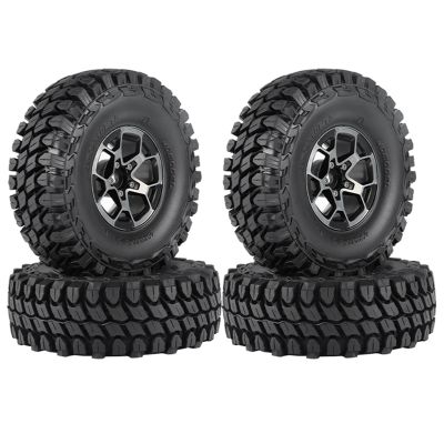 4Pcs 110mm Metal Heavy Duty 1.9 Beadlock Wheel Rim Tire Set for 1/10 RC Crawler Car Axial SCX10 TRX4 D90 Redcat