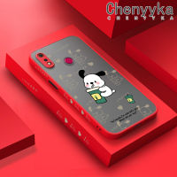 เคส Chenyyyka สำหรับ Realme 3 3i 3 Pro เคสลายการ์ตูนแก้วใส่นมชา Pochacco บางมีน้ำค้างแข็งโปร่งใสแข็งขอบสี่เหลี่ยมกันกระแทกปลอกซิลิโคนคลุมทั้งหมดป้องกัน Softcase