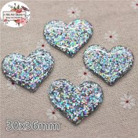 10Pcs Shiny Biling Heart Resin Flat Back Cabochon Art Supply Decoration Charm Craft DIY 30X36mm